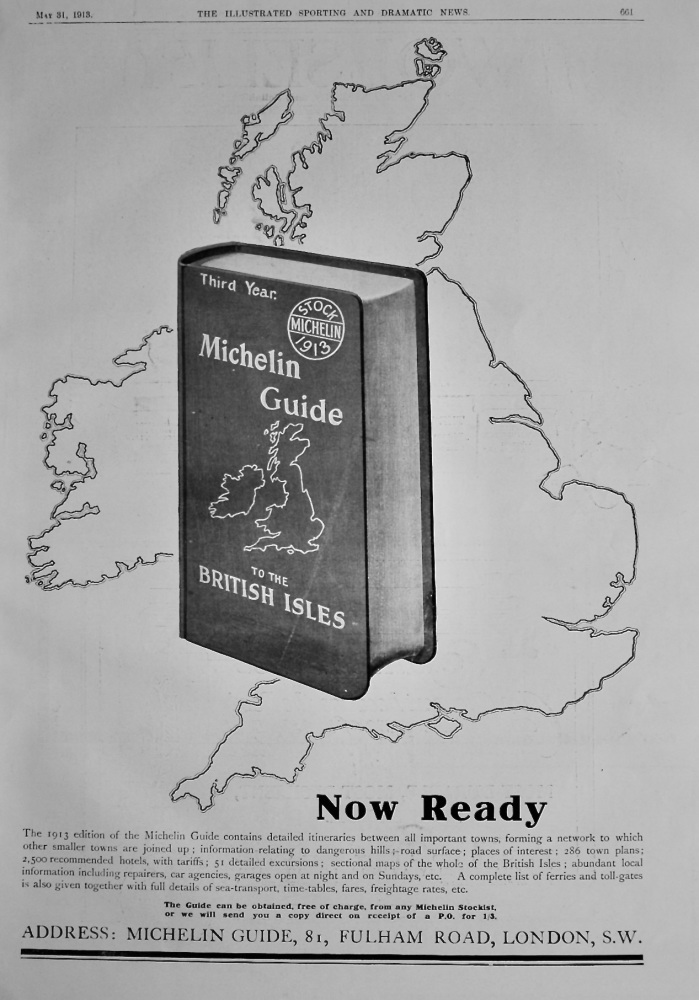 Michelin Guide to the British Isles.  1913.