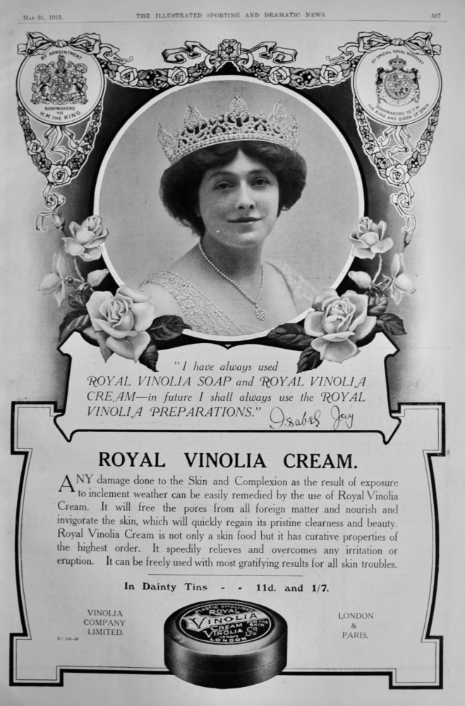Royal Vinolia Cream.  1913.