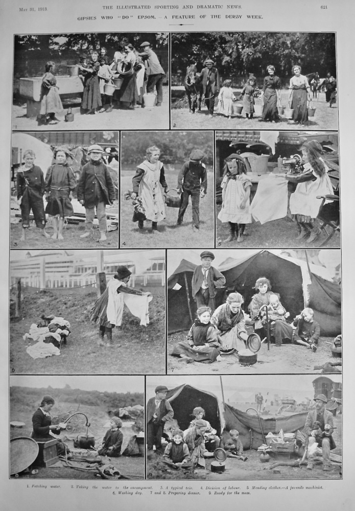 Gipsies who "Do" Epsom.- A Feature of the Derby Week.  1913.