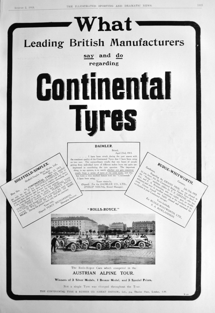 Continental Tyres.  1913.