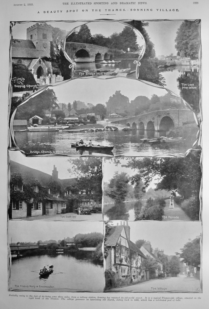A Beauty Spot on the Thames. - Sonning Village.  1913.