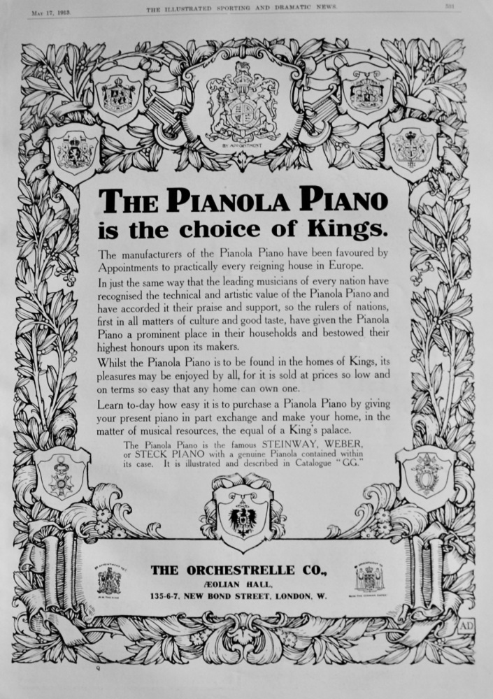The Pianola Piano.  (The Orchestrelle Co.)  1913.