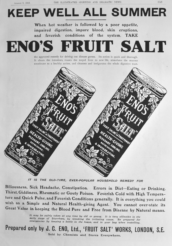 Eno's Fruit Salt.  1913.