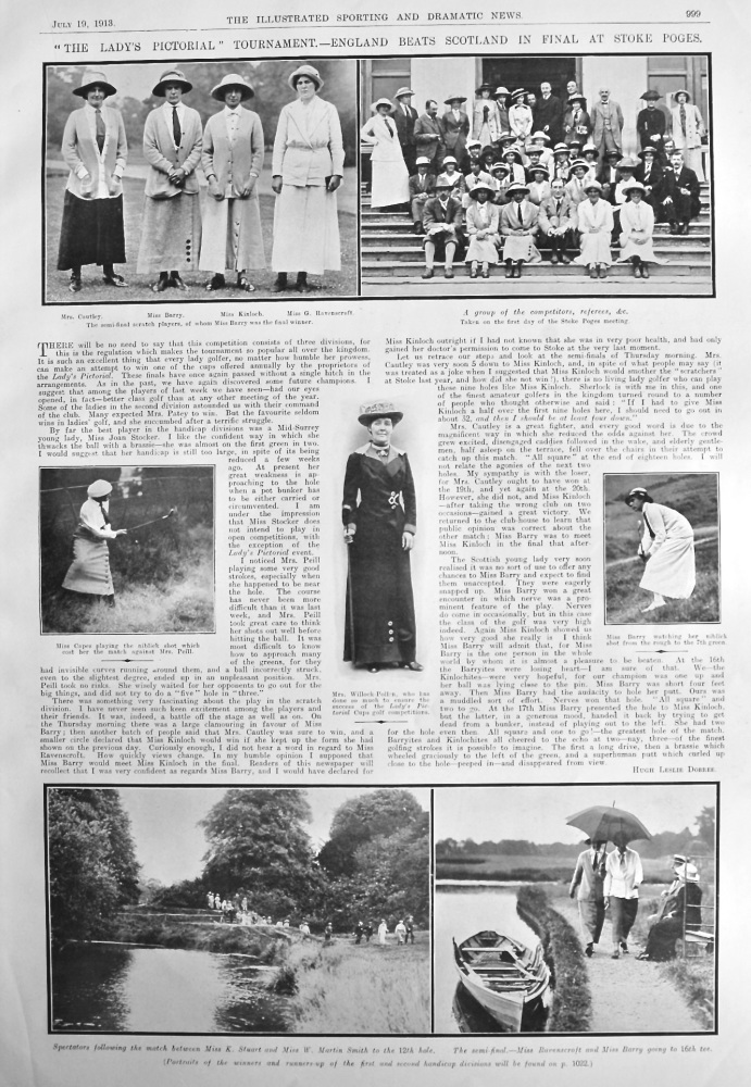 "The Lady's Pictorial" Tournament.-  England Beats Scotland in Final at Stoke Poges.  1913.