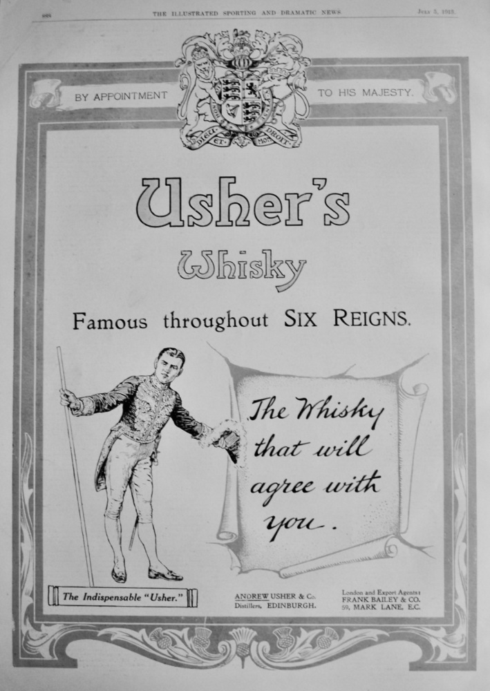 Usher's Whisky.  1913.