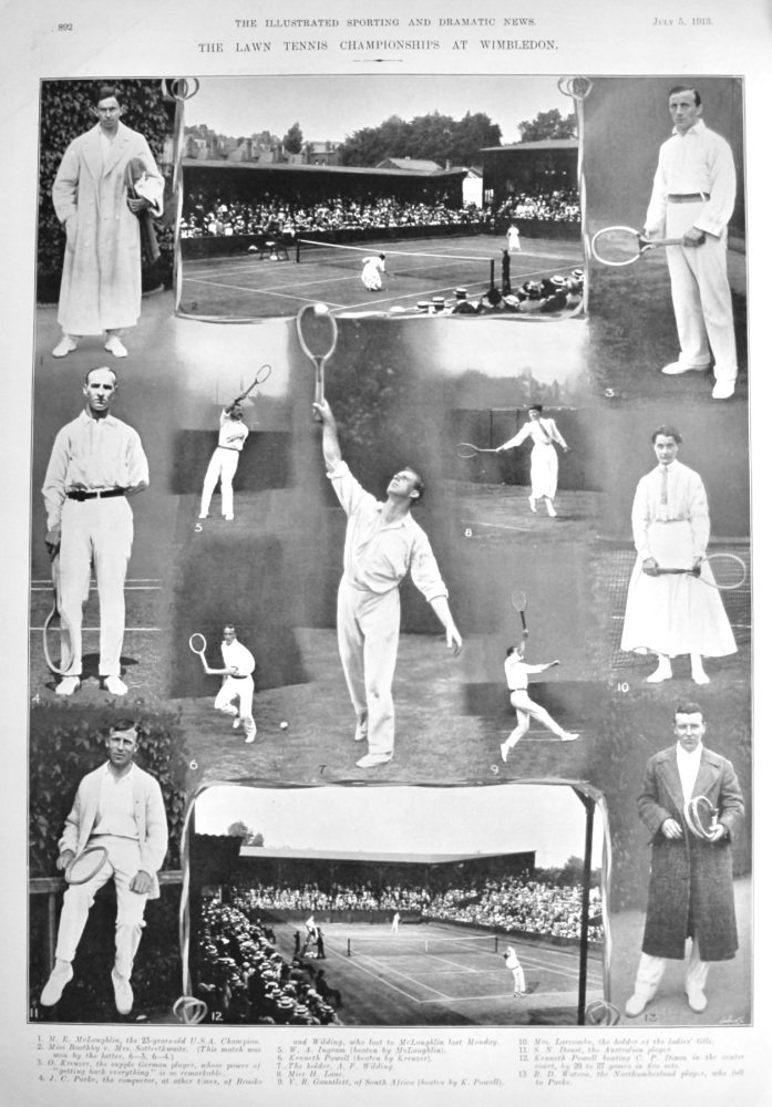 The Lawn Tennis Championships at Wimbledon.  1913.