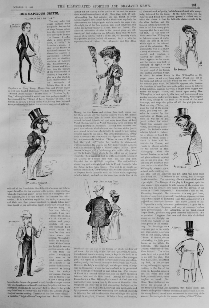 Our Captious Critic. October 12th, 1889 :  "London Day By Day." at the Adelphi.  1899.