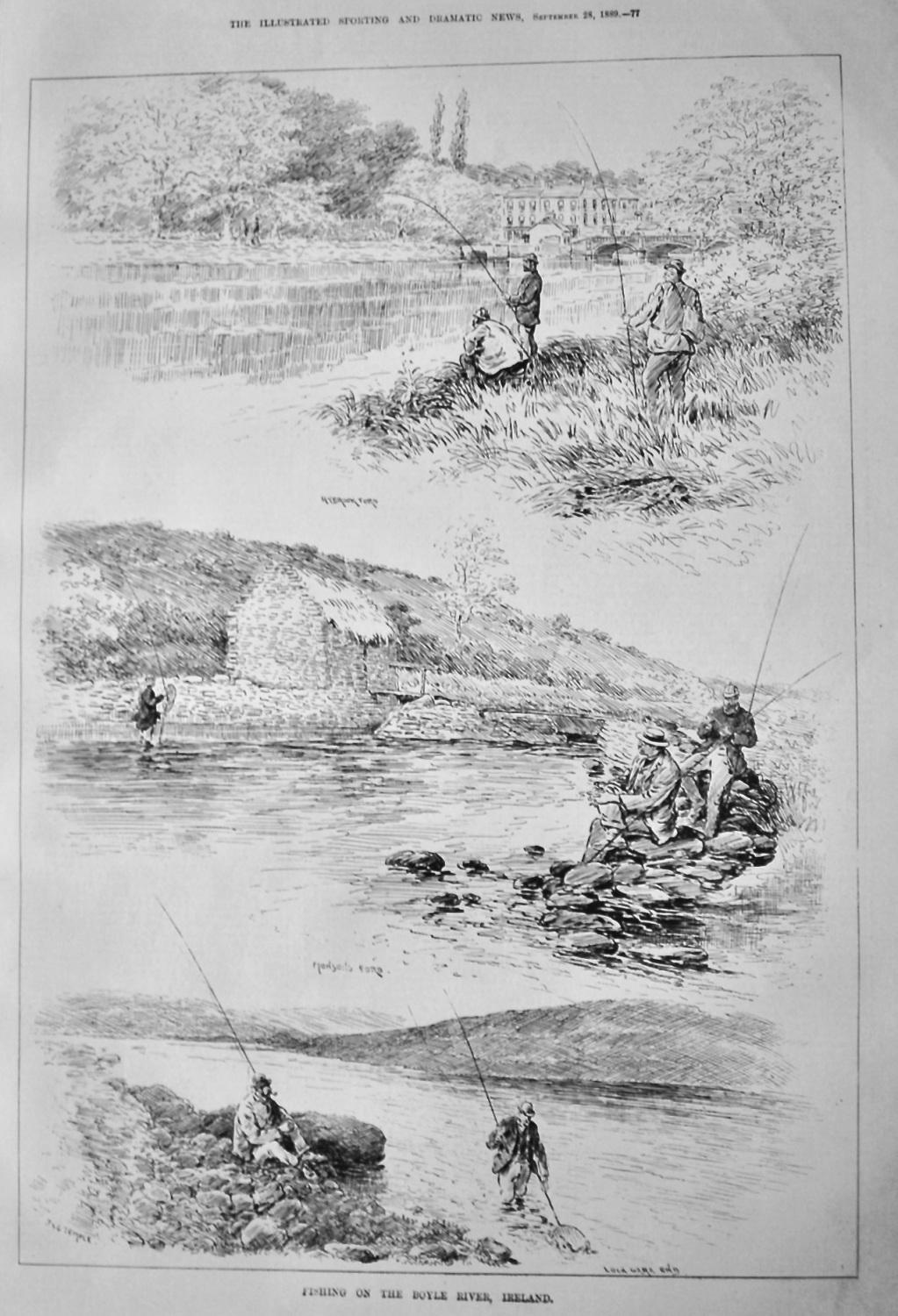 Fishing on the Boyle River, Ireland.  1889.