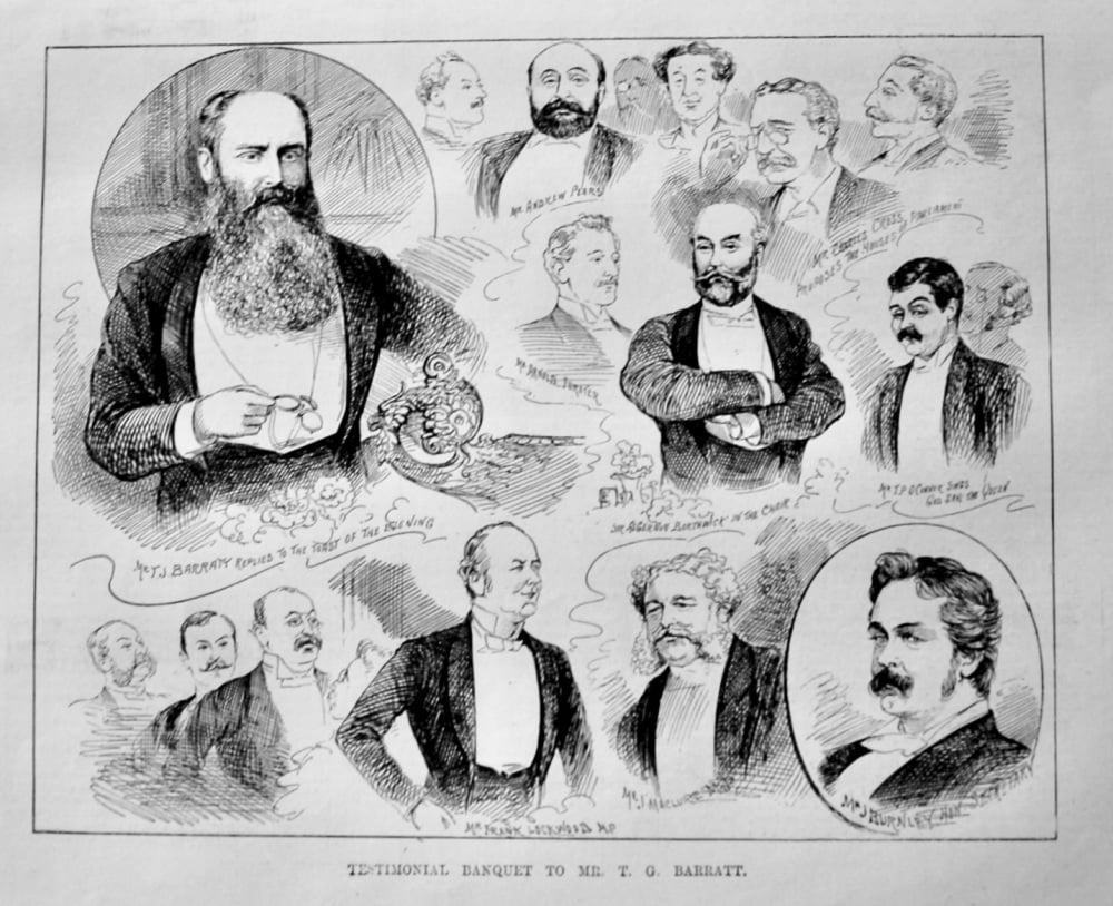 Testimonial Banquet to Mr. T. G. Barratt.  1889.