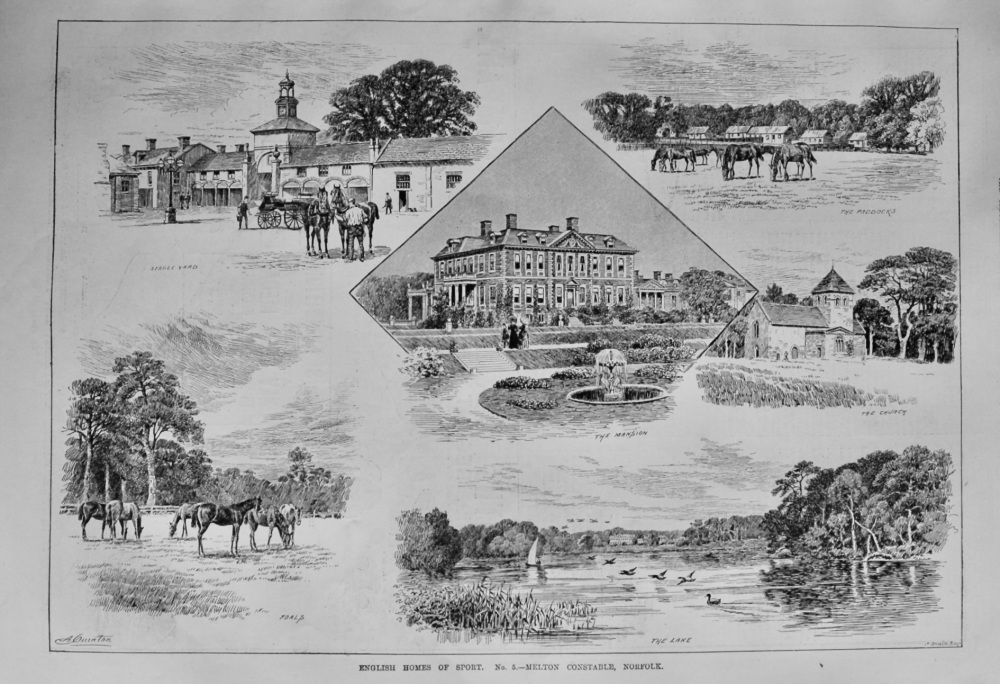 English Homes of Sport.  No. 5.- Melton Constable,  Norfolk.  1889.