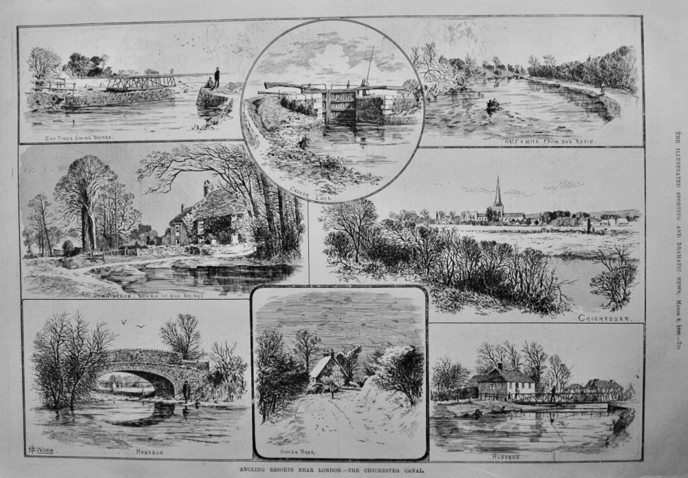 Angling Resorts near London.- The Chichester Canal.  1890.