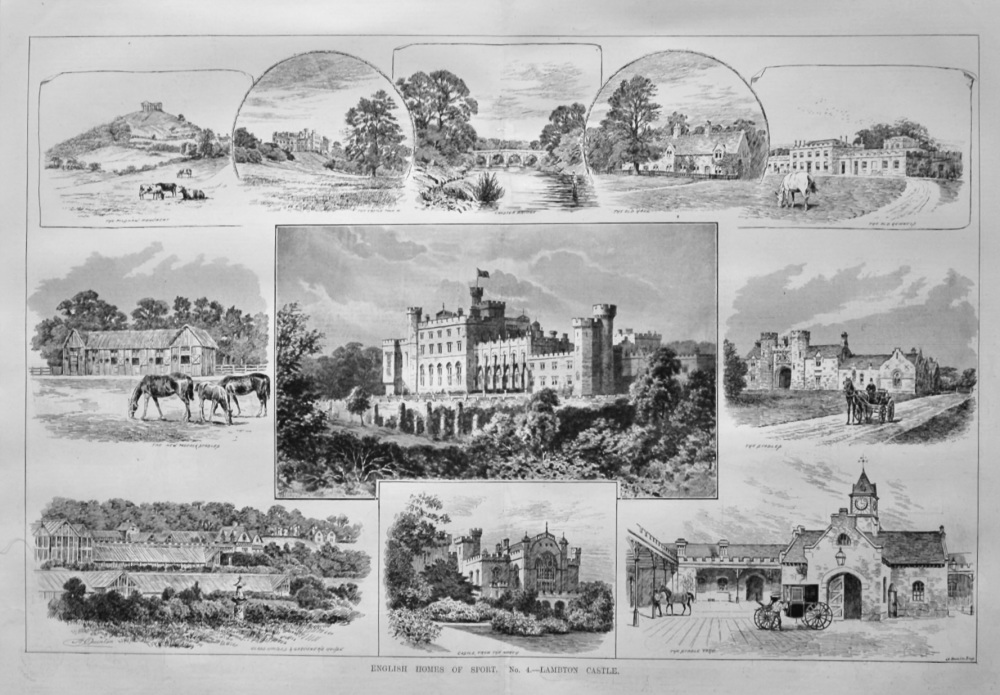 English Homes of Sport.  No. 4.- Lambton Castle.  1889.