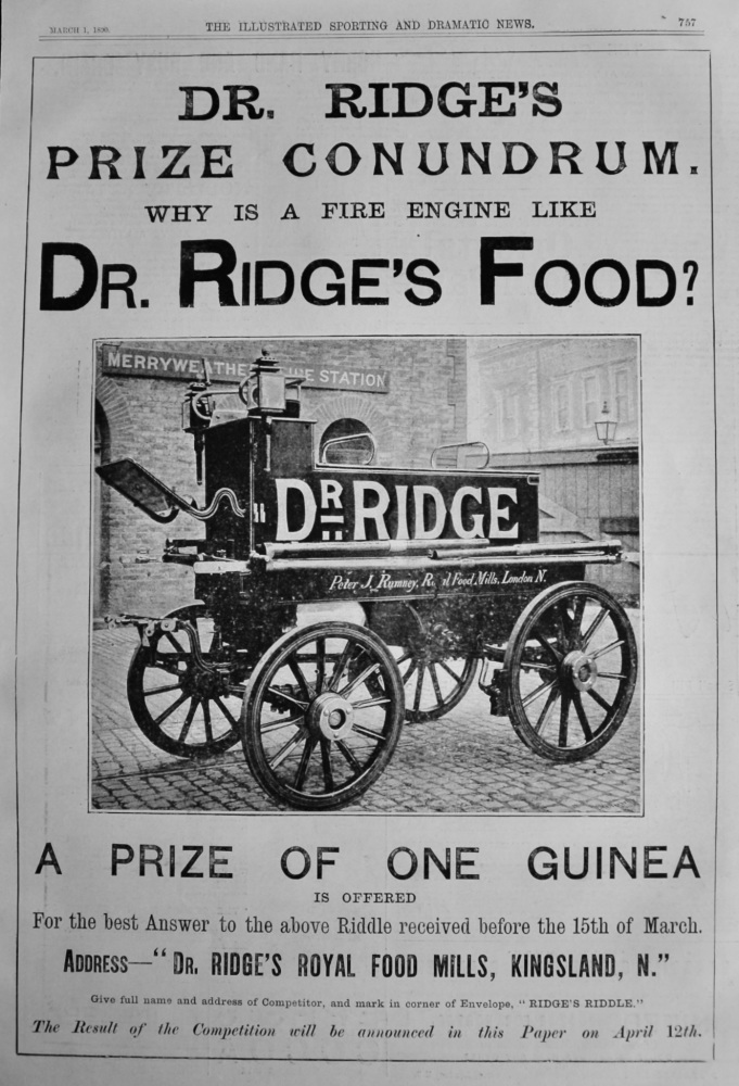 Dr. Ridge's Food.  1890.