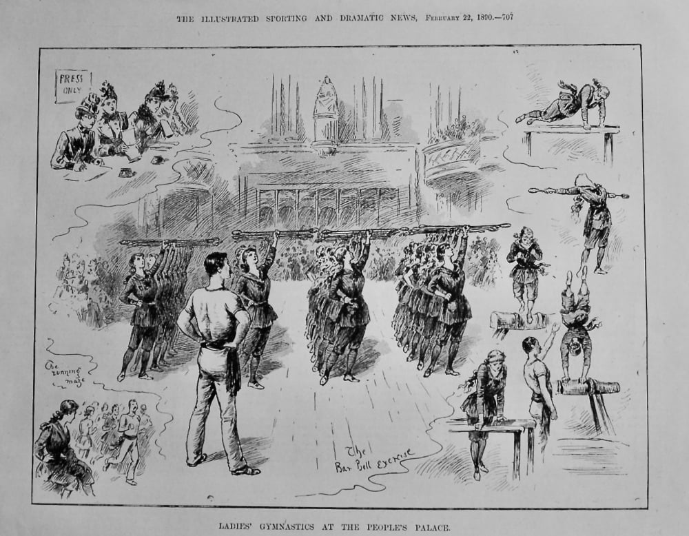 Ladies' Gymnastics at the People's Palace.  1890.
