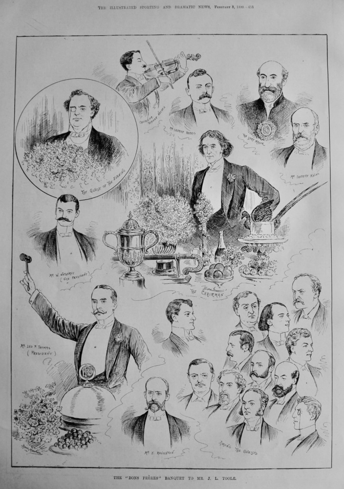 The "Bons Freres" Banquet to Mr. J. L. Toole.  1890.