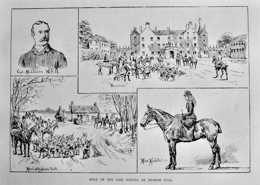 Meet of the Fife Hounds at Higham Toll.  1889.