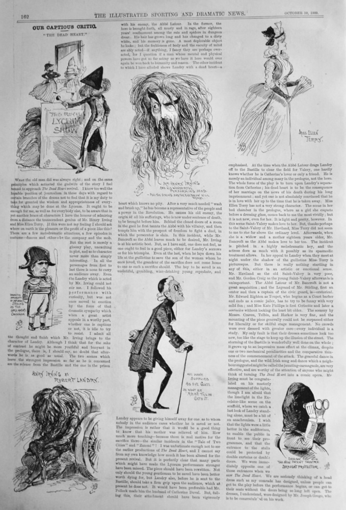Our Captious Critic.  October 19th, 1889. : "The Dead Heart," at the Lyceum Theatre.  