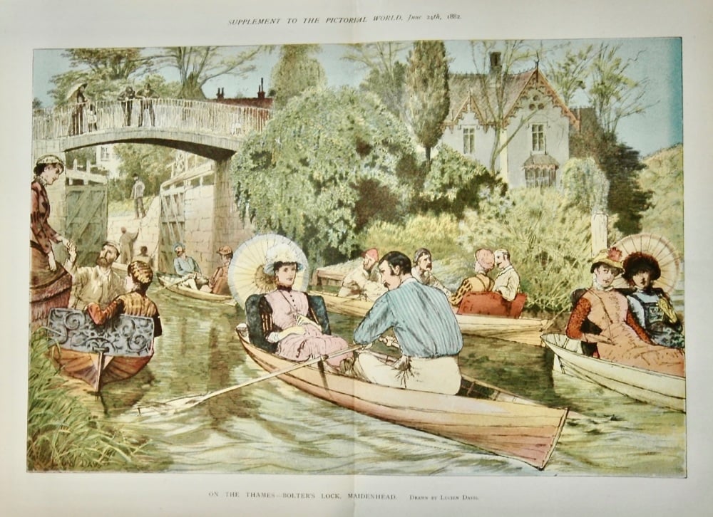 On the Thames - Bolter's Lock, Maidenhead.  1882.