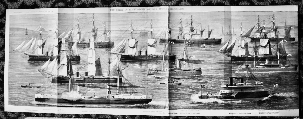 The Crisis in Egypt.  Some of our Modern Ironclads.  1882. (Panorama)