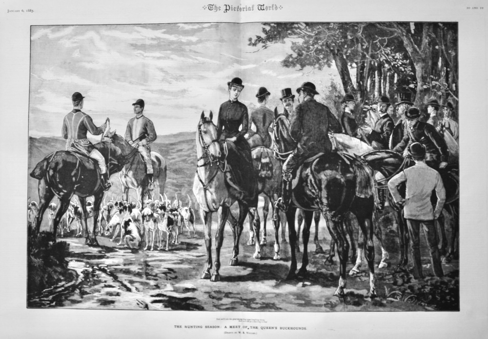 The Hunting Season :  A Meet of the Queen's Buckhounds.  1883.