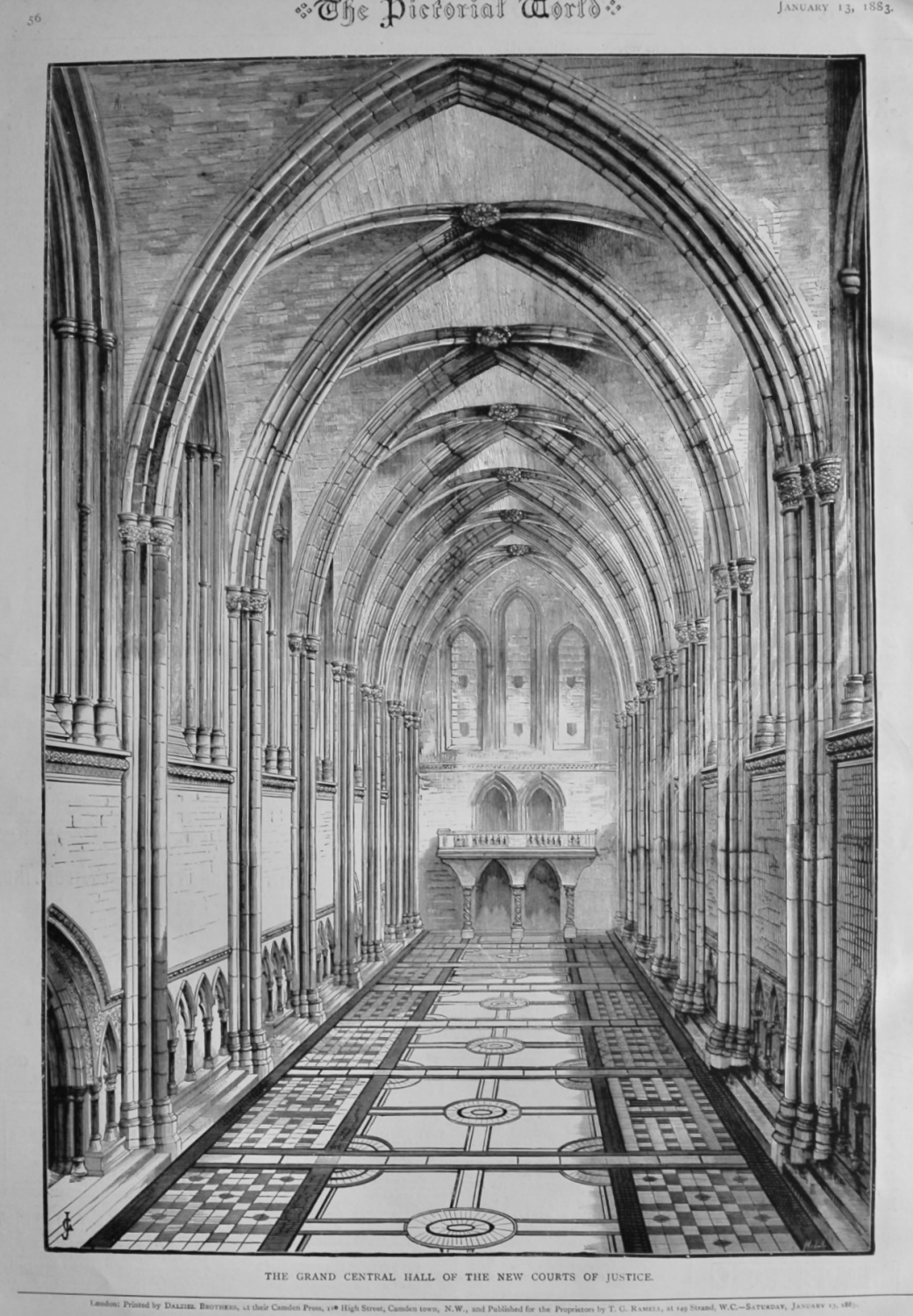 The Grand Central Hall of the New Courts of Justice.  1883.