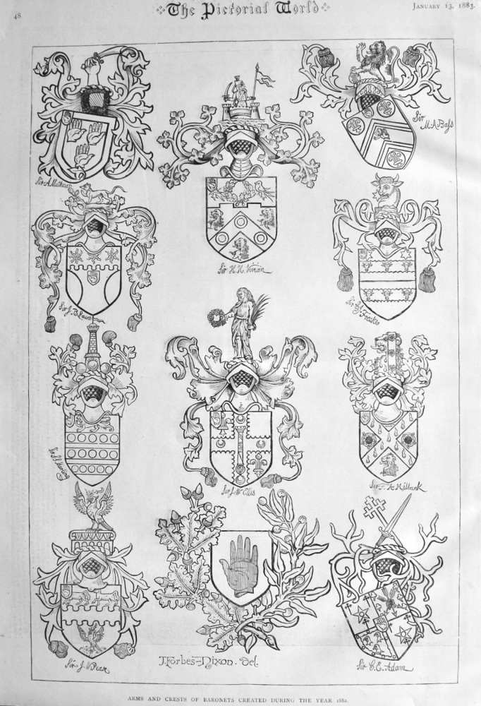 Arms and Crests of Baronets Created during the Year 1882.