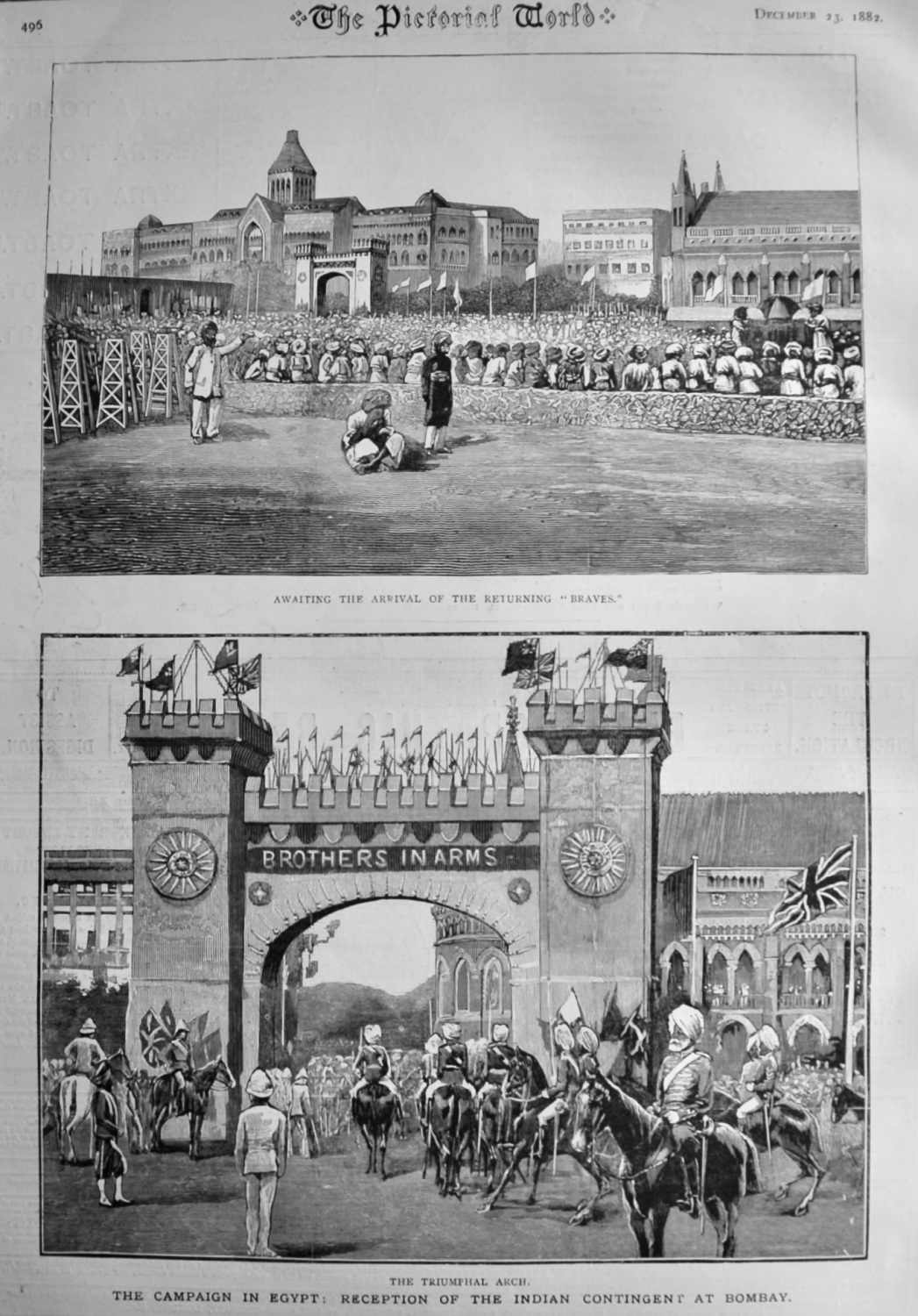 The Campaign in Egypt :  Reception of the Indian Contingent at Bombay.  188