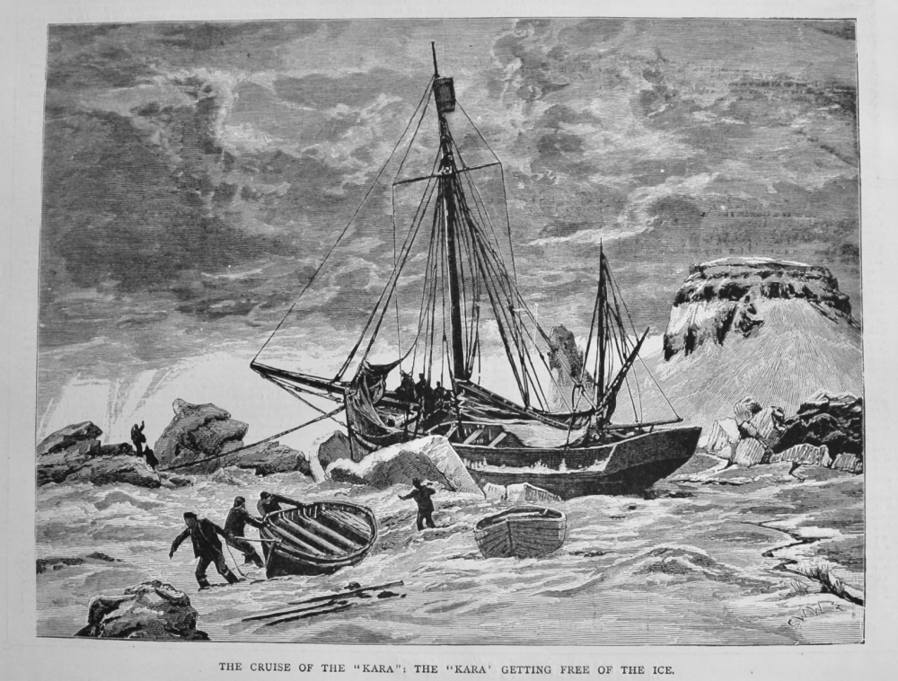 The Cruise of the "Kara" :  The "Kara" getting Free of the Ice.  1882.