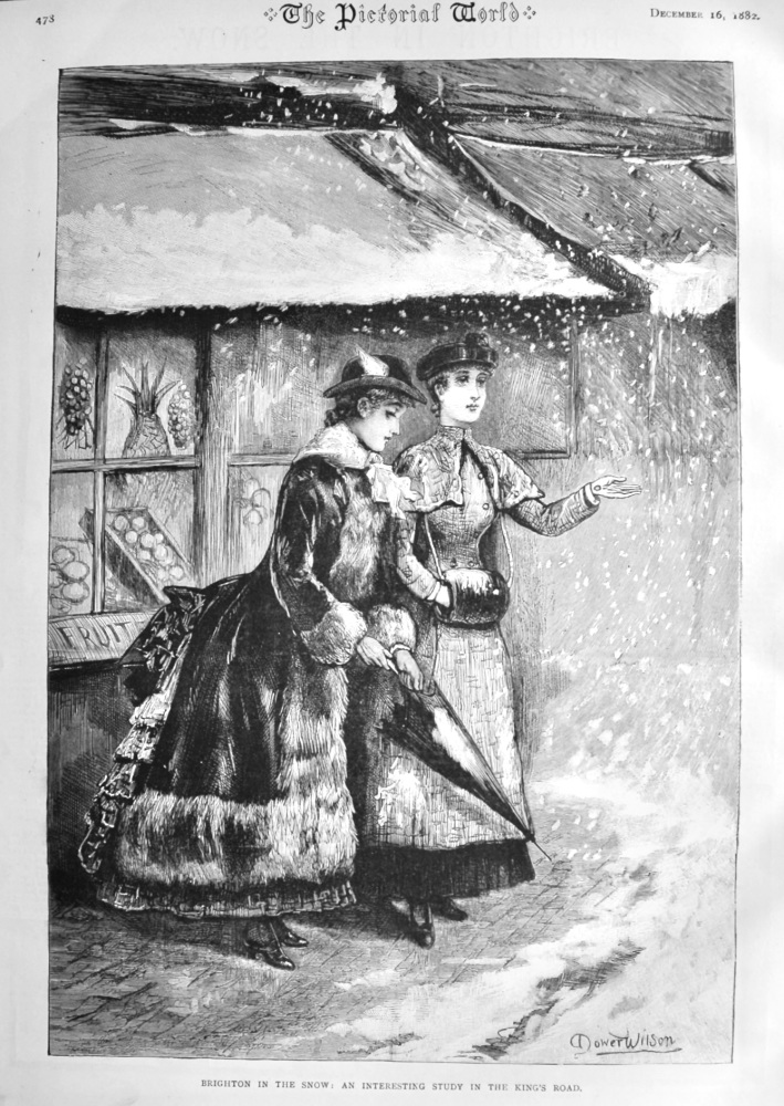 Brighton in the Snow :  An Interesting Study in the King's Road. 1882.