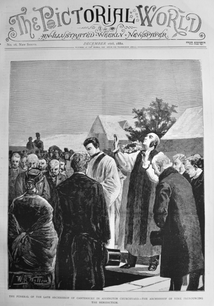 The Funeral of the Late Archbishop of Canterbury in Addington Churchyard.- The Archbishop of York Pronouncing the Benediction.  1882.