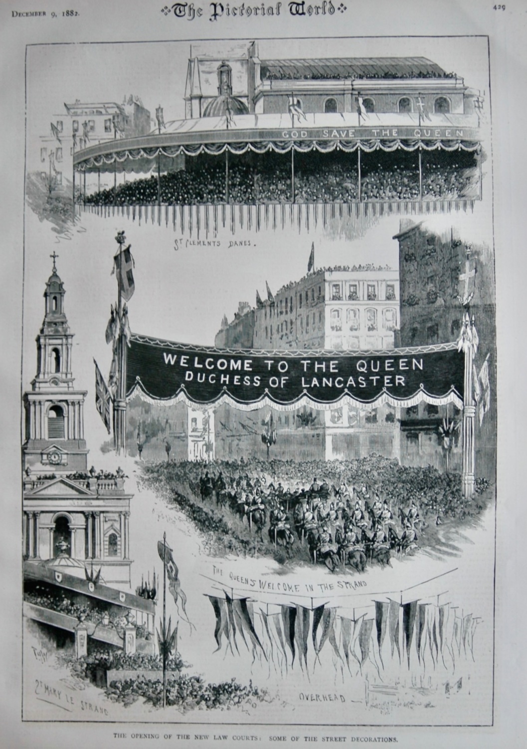 The Opening of the New Law Courts :  Some of the Street Decorations.  1882.