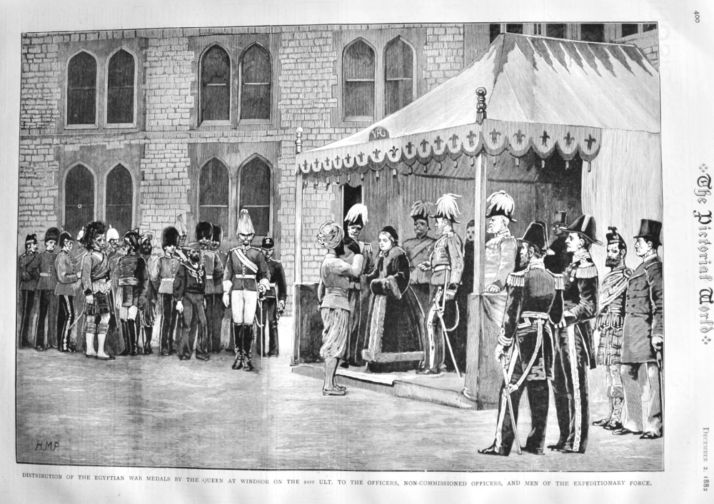 Distribution of the Egyptian War Medals by the Queen at Windsor on the 21st Ult.  to the Officers, Non-Commissioned Officers, and Men of the Expeditio