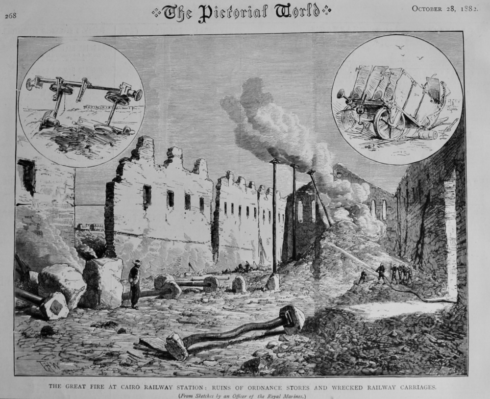 The Great Fire in Cairo Railway Station :  Ruins of Ordnance Stores and Wre