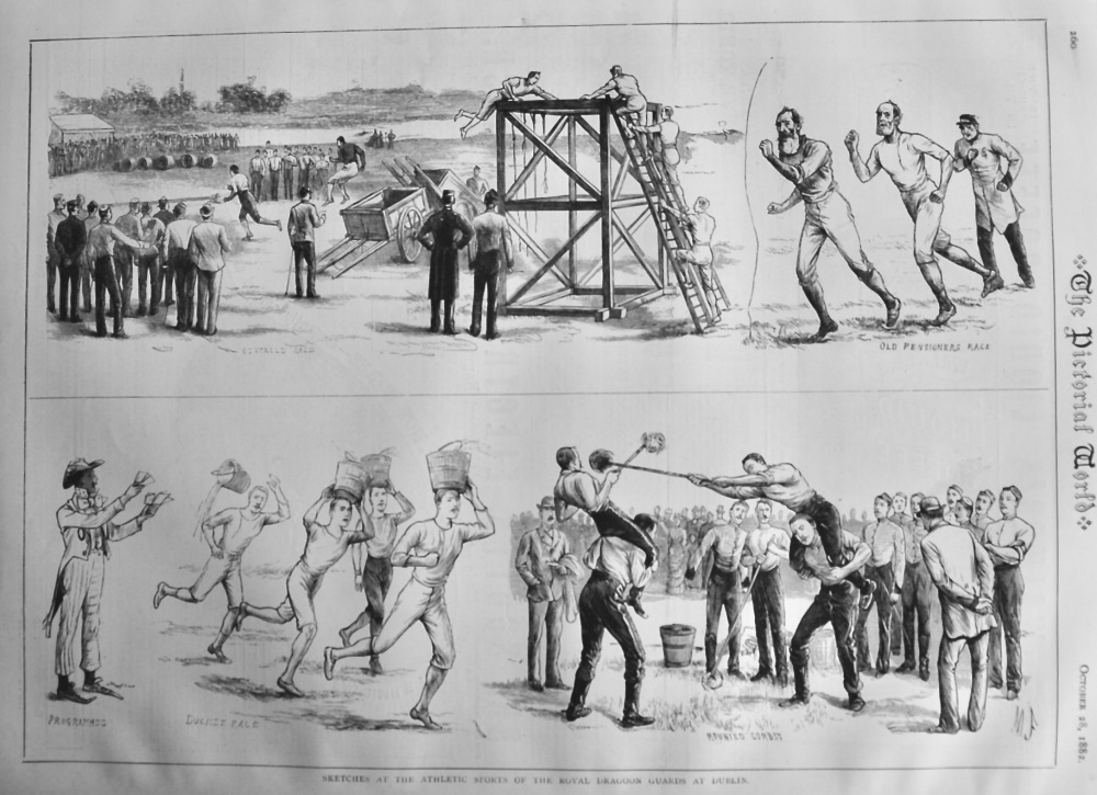 Sketches at the Athletic Sports of the Royal Dragoon Guards at Dublin.  1882.