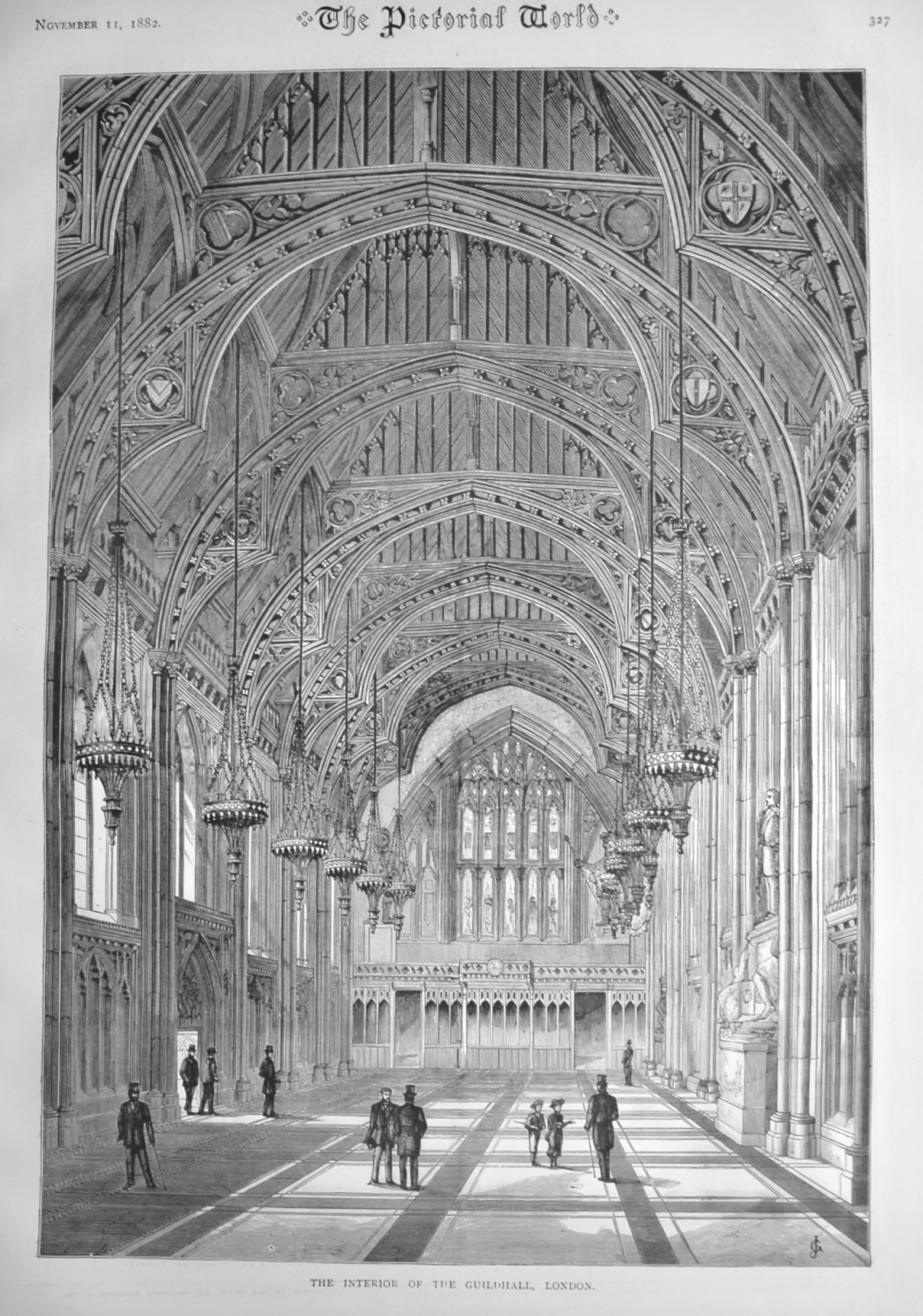 The Interior of the Guildhall, London.  1882.