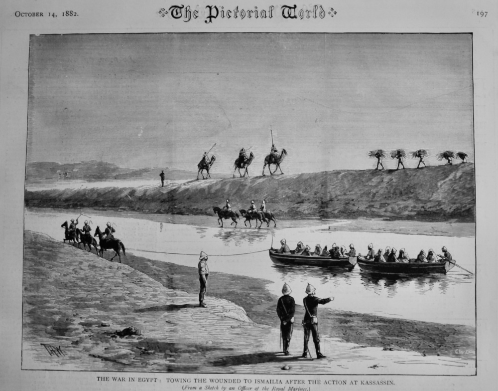 The War in Egypt :  Towing the Wounded to Ismailia after the Action at Kassassin.  1882.