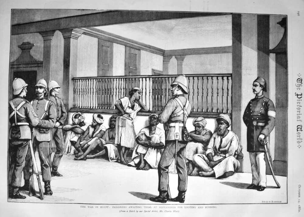 The War in Egypt :  Prisoners Awaiting Trial at Alexandria for Looting and Burning.  1882.