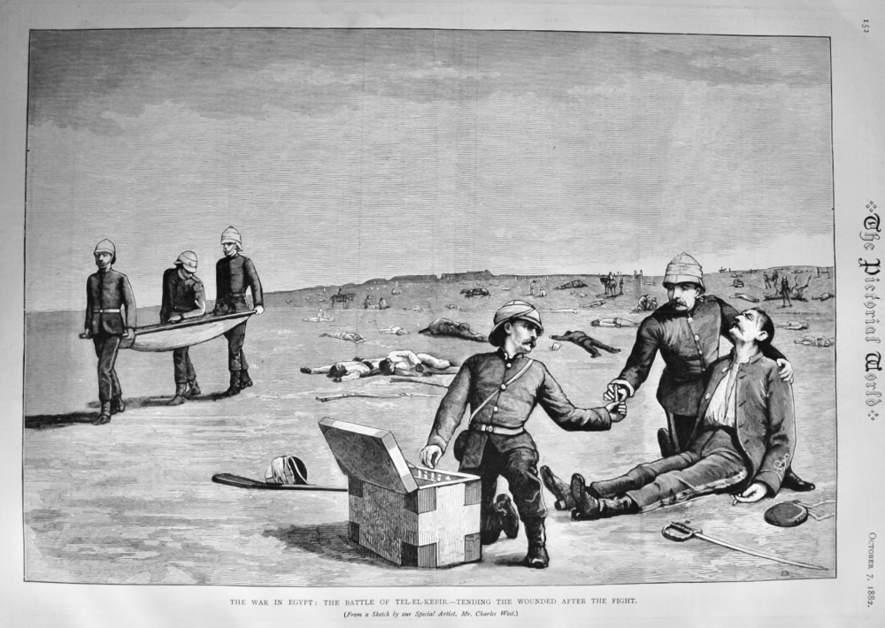 The War in Egypt :  The Battle of Tel-El-Kebir.- Tending the Wounded after the Fight.  1882.