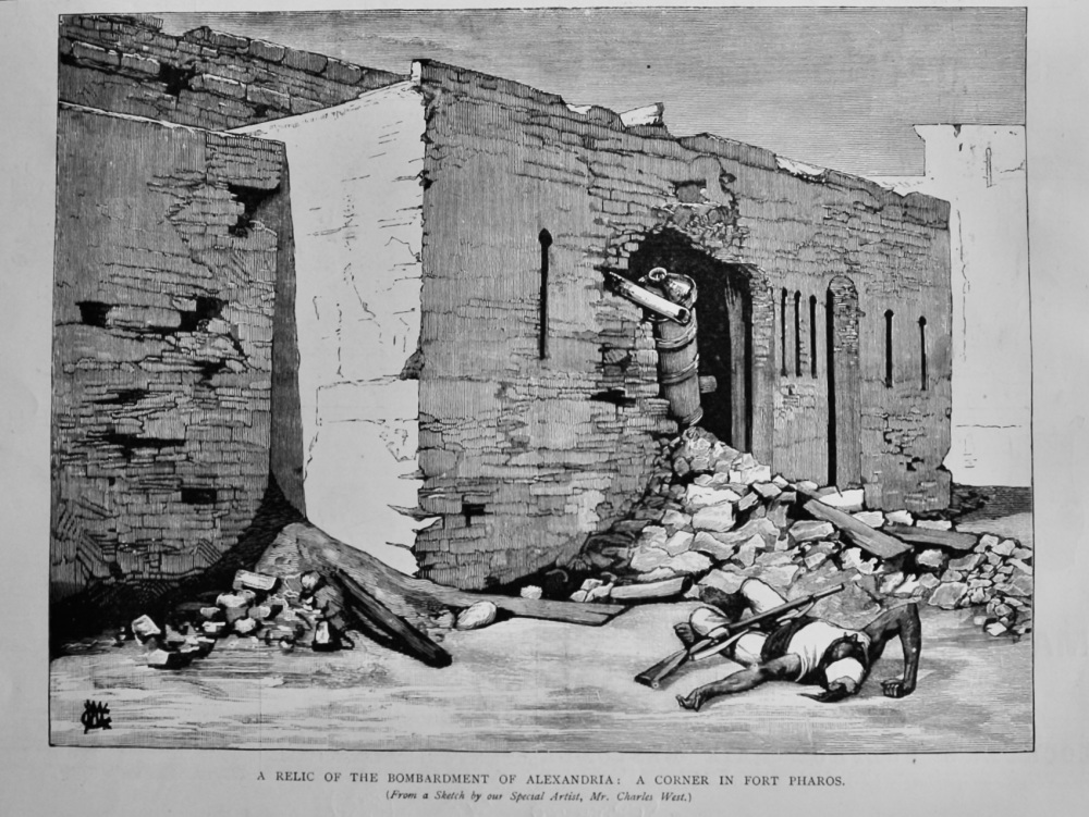 A Relic of the Bombardment of Alexandria : A Corner in Fort Pharos.  1882.
