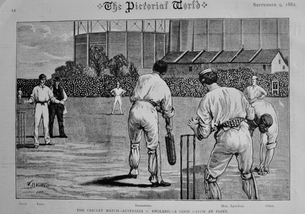 The Cricket Match-Australia v. England.- A Good Catch at Point.  1882.