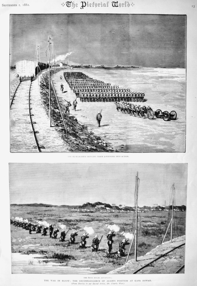 The War in Egypt :  The Reconnaissance of Arabi's Position at Kafr Dowar.  1882.