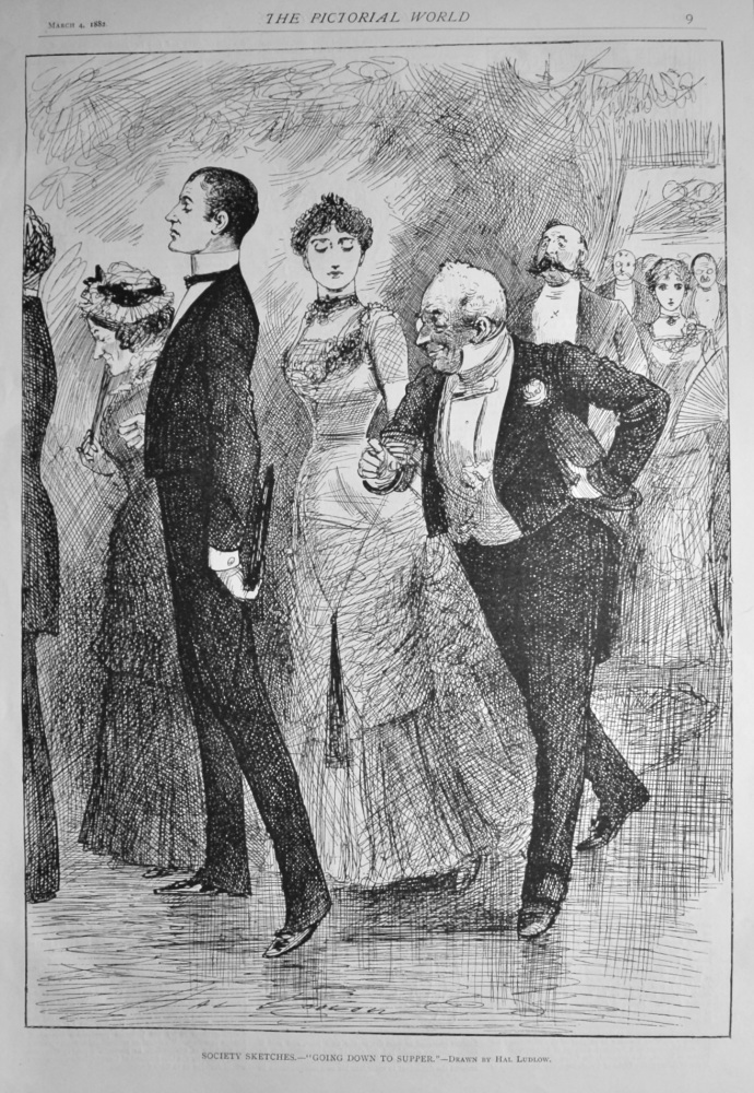 Society Sketches.- "Going Down To Supper."  1882.