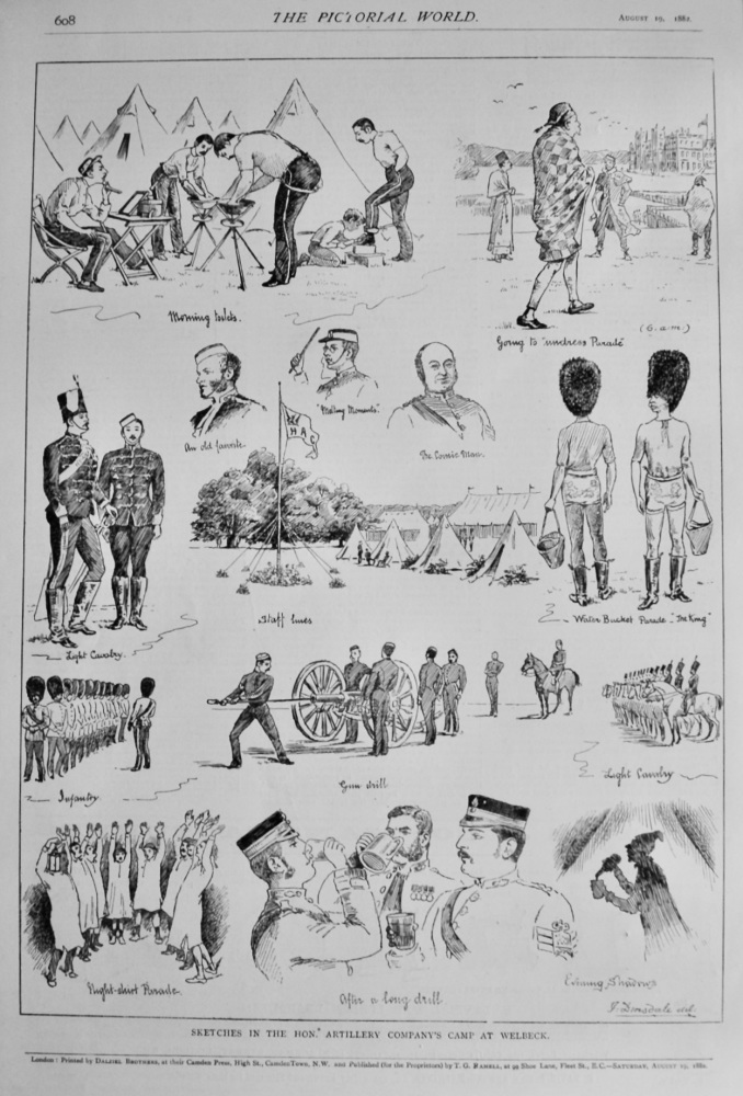 Sketches in the Hon. Artillery Company's Camp at Welbeck.  1882.
