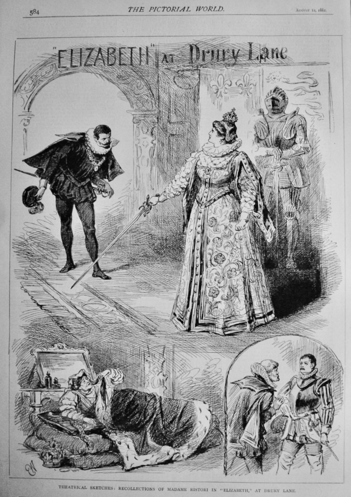 Theatrical Sketches : Recollections of Madame Ristori  in "Elizabeth," at Drury Lane.  1882.