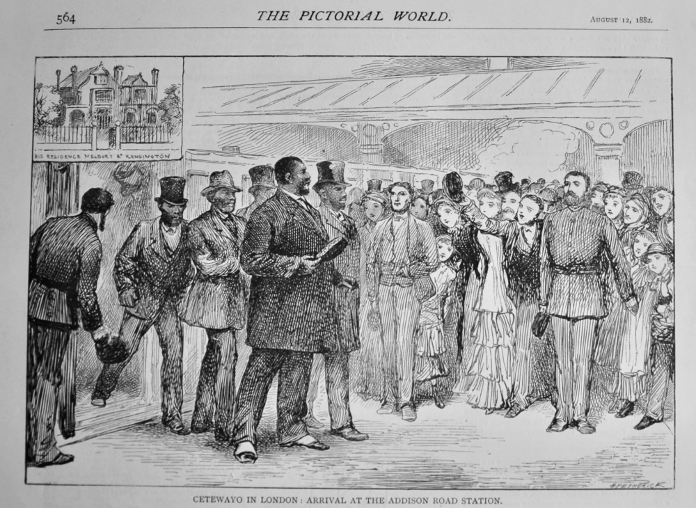 Cetewayo in London :  Arrival at the Addison Road Station.  1882.