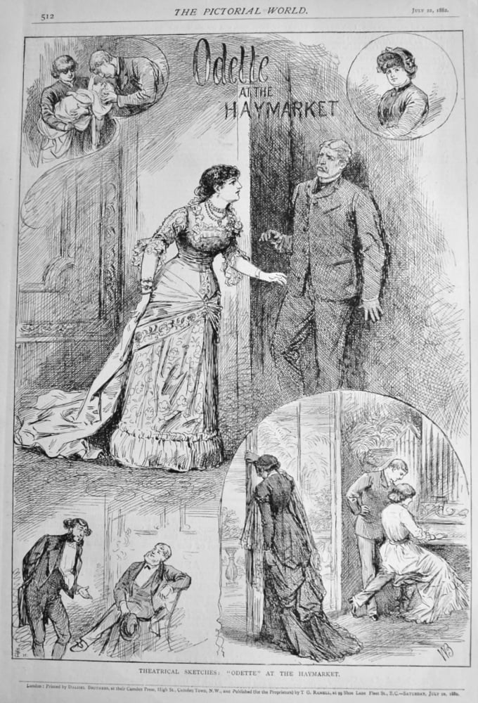 Theatrical Sketches :  "Odette" at the Haymarket.  1882.