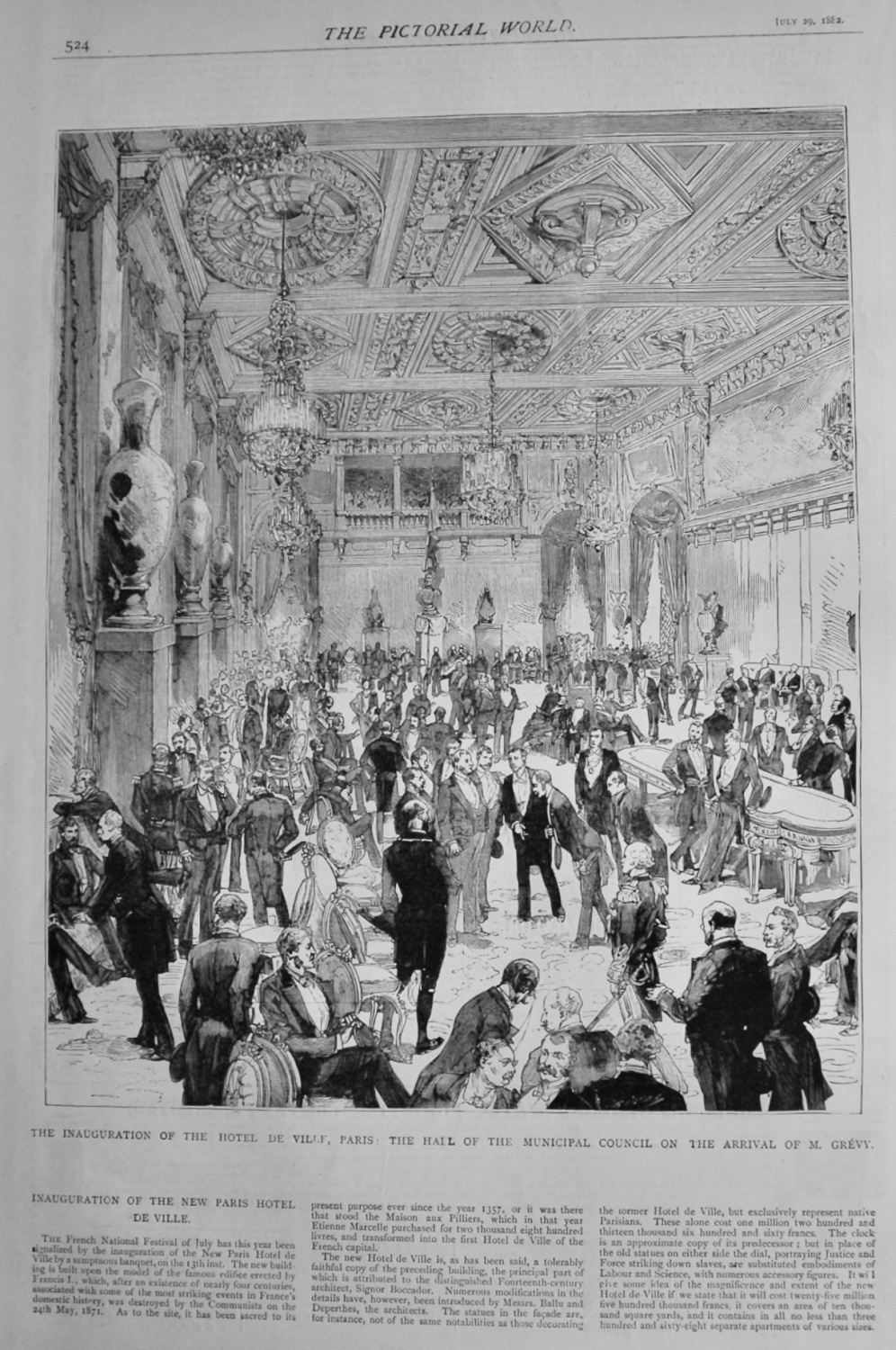 Inauguration of the New Paris Hotel De Ville.  1882.