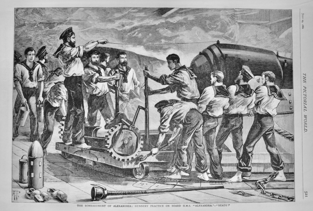 The Bombardment of Alexandria :  Gunnery Practice on Board H.M.S. "Alexandra."- "Ready !".  1882.
