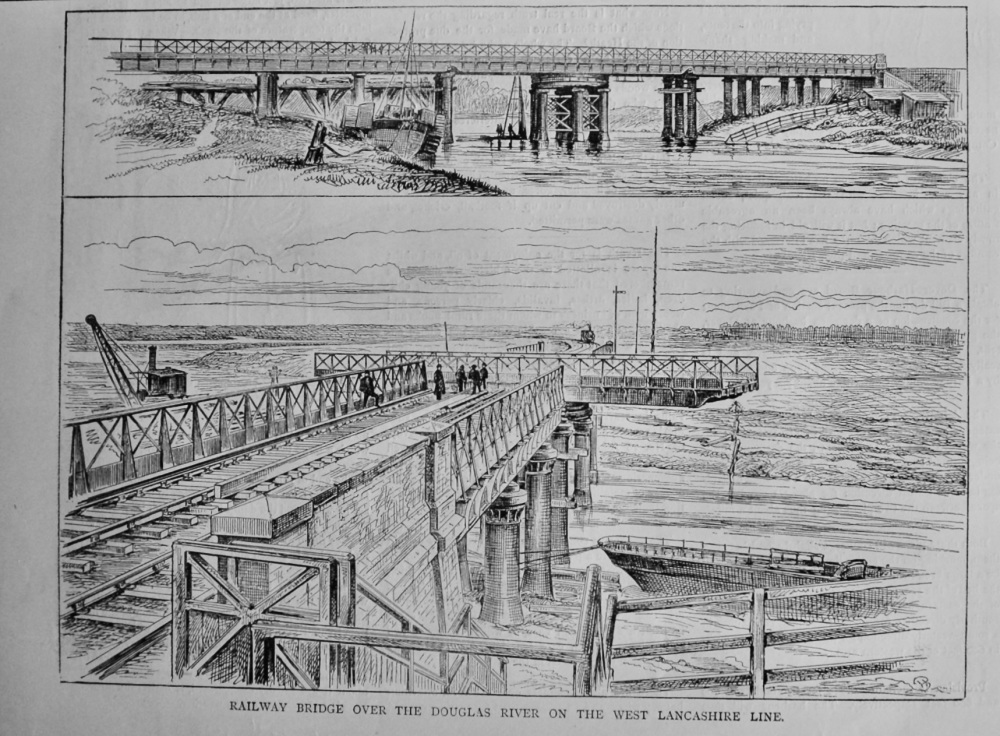 Railway Bridge over the Douglas River on the West Lancashire LIne.  1882.