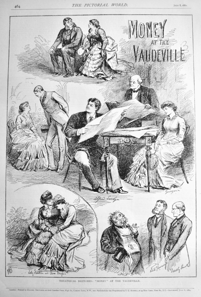 Theatrical Sketches "  "Money"  at the Vaudeville.  1882.